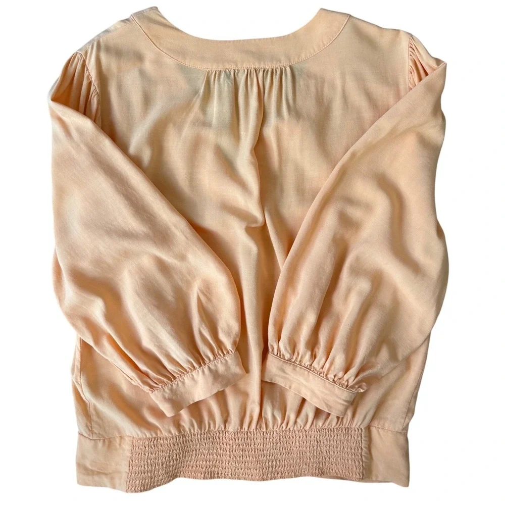 Karl Lagerfeld Paris Peach Wrap Blouse 3/4 Sleeve V-Neck Size M‎ Lyocell Blend